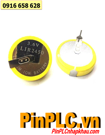 Pin LIR2450 (chân thép 2 chấu hàn), Pin sạc Li-ion Lithium LIR2450 - 110mAh -3.6v chính hãng